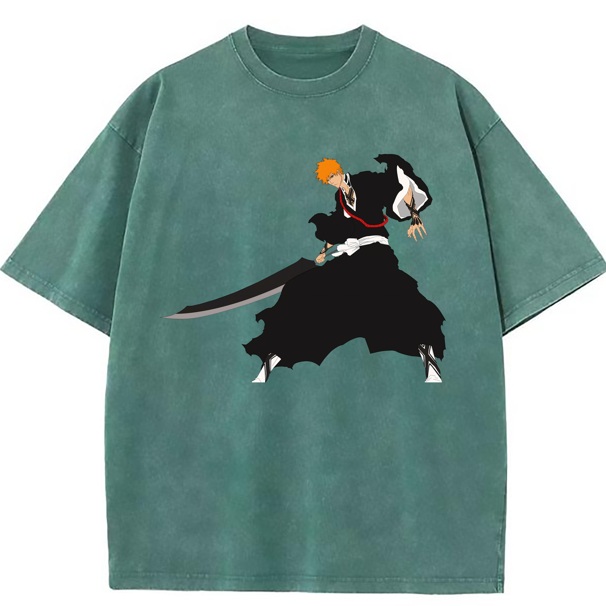 （画像用） ブリーチ 黒崎一護（くろさき いちご）BLEACH Kurosaki Ichigo 綿100% ヴィンテージ風 半袖Tシャツ（フロントプリント）